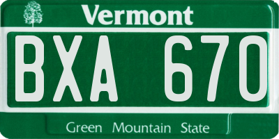 VT license plate BXA670