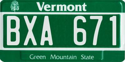 VT license plate BXA671