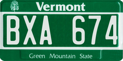 VT license plate BXA674
