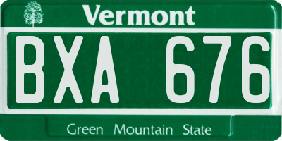VT license plate BXA676