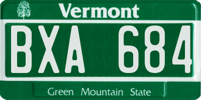VT license plate BXA684