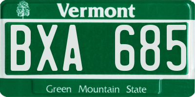 VT license plate BXA685