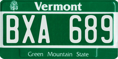 VT license plate BXA689