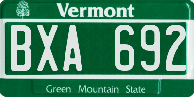 VT license plate BXA692