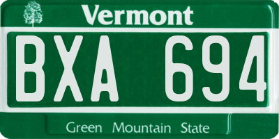 VT license plate BXA694