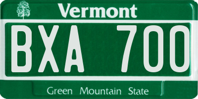 VT license plate BXA700