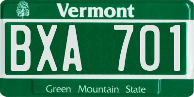 VT license plate BXA701