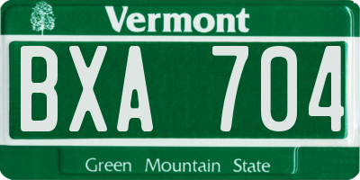 VT license plate BXA704
