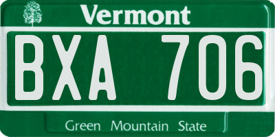 VT license plate BXA706