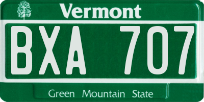 VT license plate BXA707