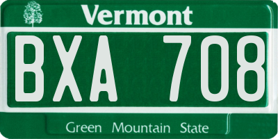 VT license plate BXA708