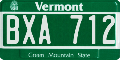 VT license plate BXA712