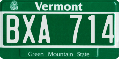 VT license plate BXA714