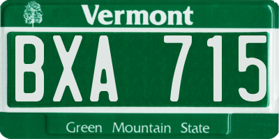 VT license plate BXA715