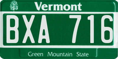 VT license plate BXA716