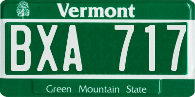 VT license plate BXA717