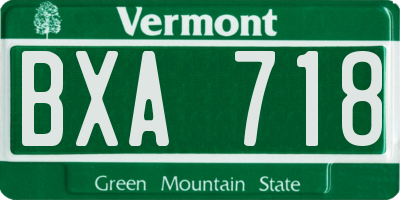 VT license plate BXA718