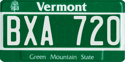 VT license plate BXA720