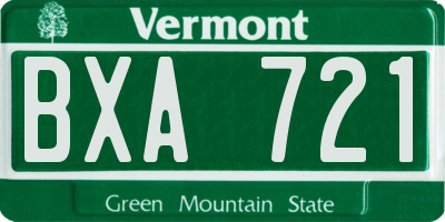VT license plate BXA721