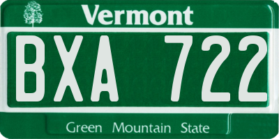 VT license plate BXA722