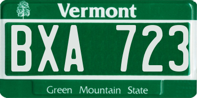 VT license plate BXA723
