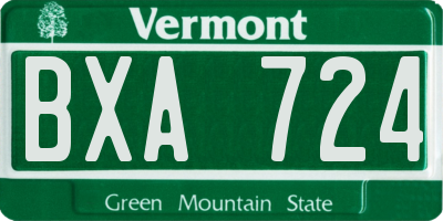 VT license plate BXA724