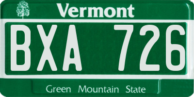 VT license plate BXA726