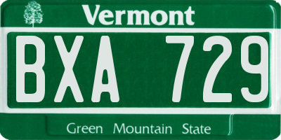 VT license plate BXA729