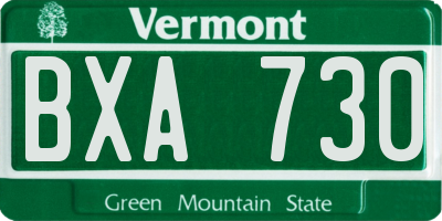 VT license plate BXA730