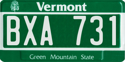 VT license plate BXA731