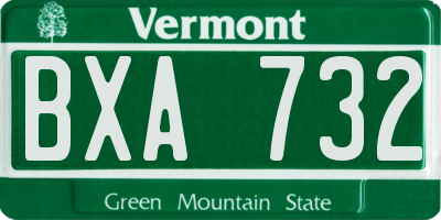 VT license plate BXA732