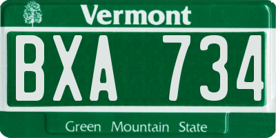 VT license plate BXA734
