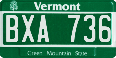 VT license plate BXA736