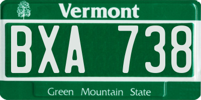 VT license plate BXA738