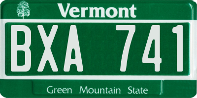 VT license plate BXA741