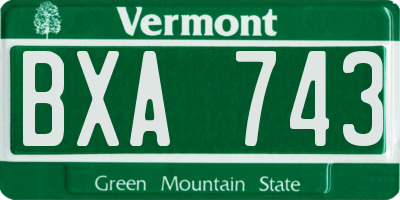 VT license plate BXA743