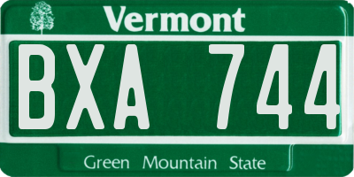 VT license plate BXA744