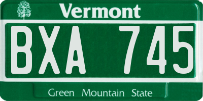 VT license plate BXA745