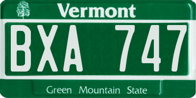 VT license plate BXA747