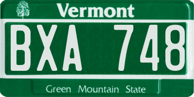VT license plate BXA748