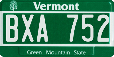 VT license plate BXA752