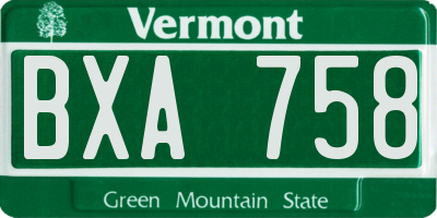 VT license plate BXA758