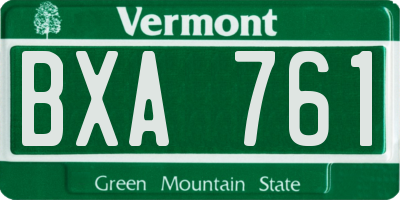 VT license plate BXA761