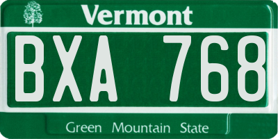 VT license plate BXA768