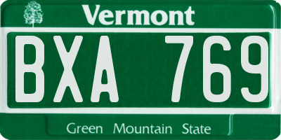 VT license plate BXA769