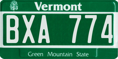 VT license plate BXA774