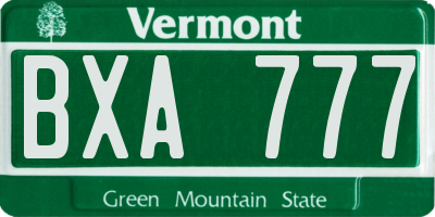 VT license plate BXA777