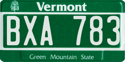 VT license plate BXA783