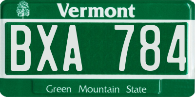 VT license plate BXA784