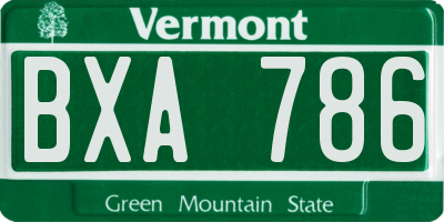 VT license plate BXA786